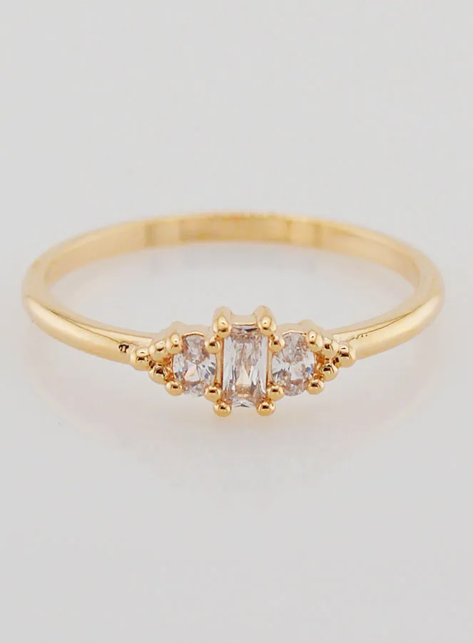 Gold-plated Trinity Ring with Zircons - Size 58 (pic 1)