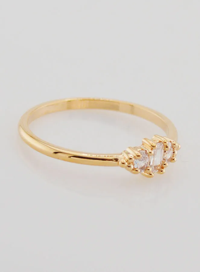 Gold-plated Trinity Ring with Zircons - Size 58 (pic 3)
