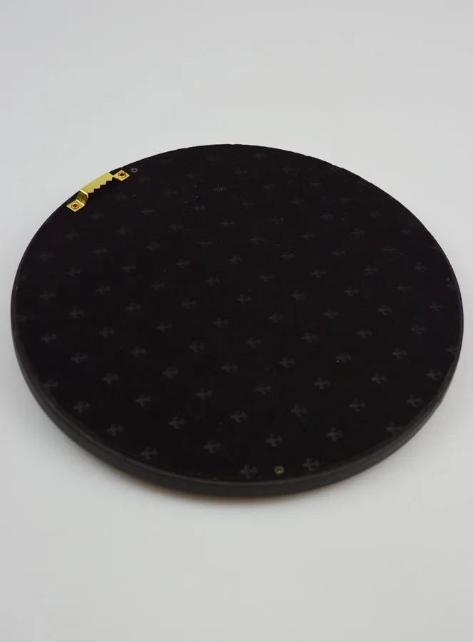 Round Ex Voto Wall Decoration Golden Heart on Velvet - 29cm (pic 4)