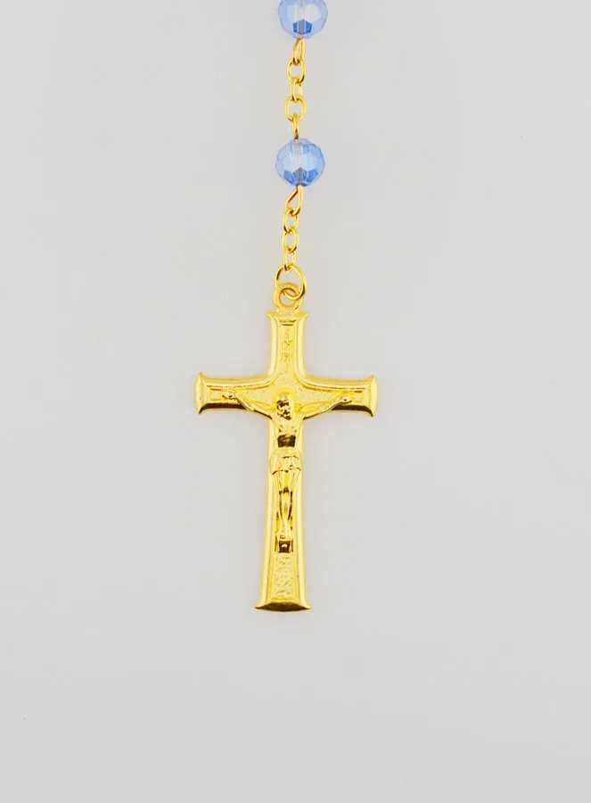 Miraculous Medal Rosary with Faceted Beads - Blue (pic 3)