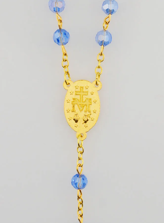 Miraculous Medal Rosary with Faceted Beads - Blue (pic 4)