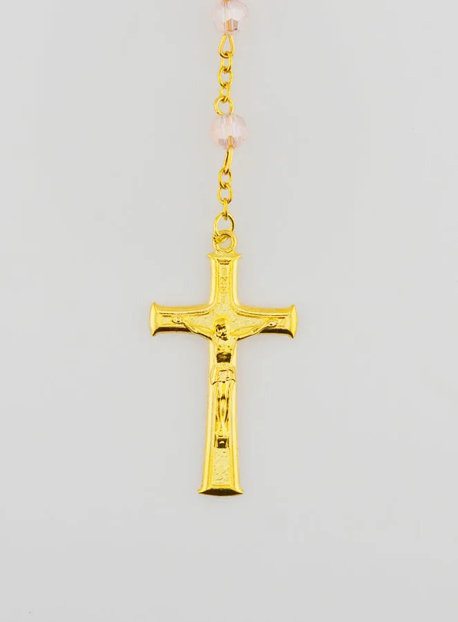 Miraculous Medal Rosary with Faceted Beads - Pink (pic 3)