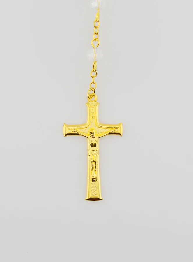 Miraculous Medal Rosary with Transparent Faceted Beads (pic 3)