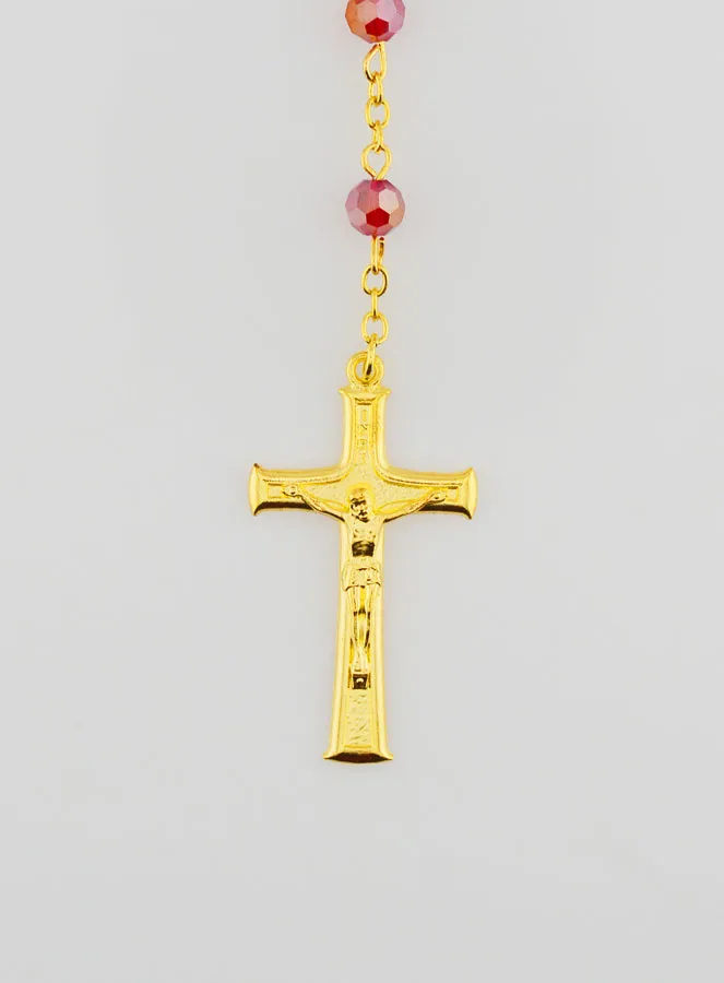 Miraculous Medal Rosary with Faceted Beads - Red (pic 3)