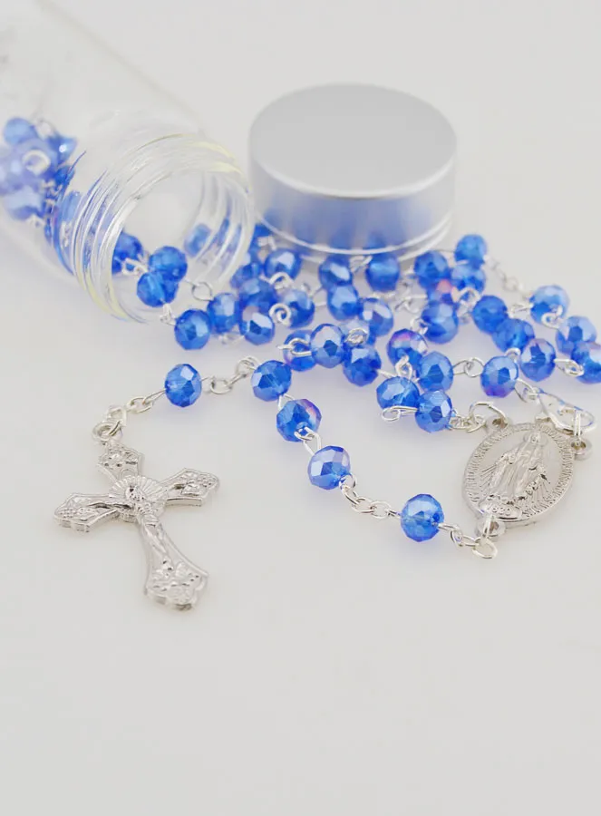 Miraculous Medal Rosary with Clasp - Blue (pic 2)