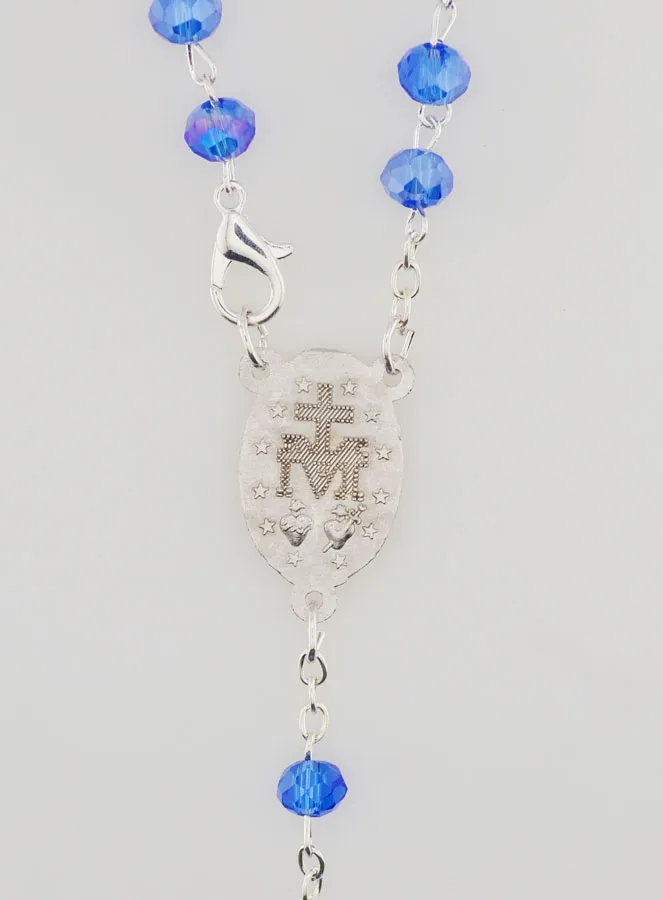 Miraculous Medal Rosary with Clasp - Blue (pic 4)