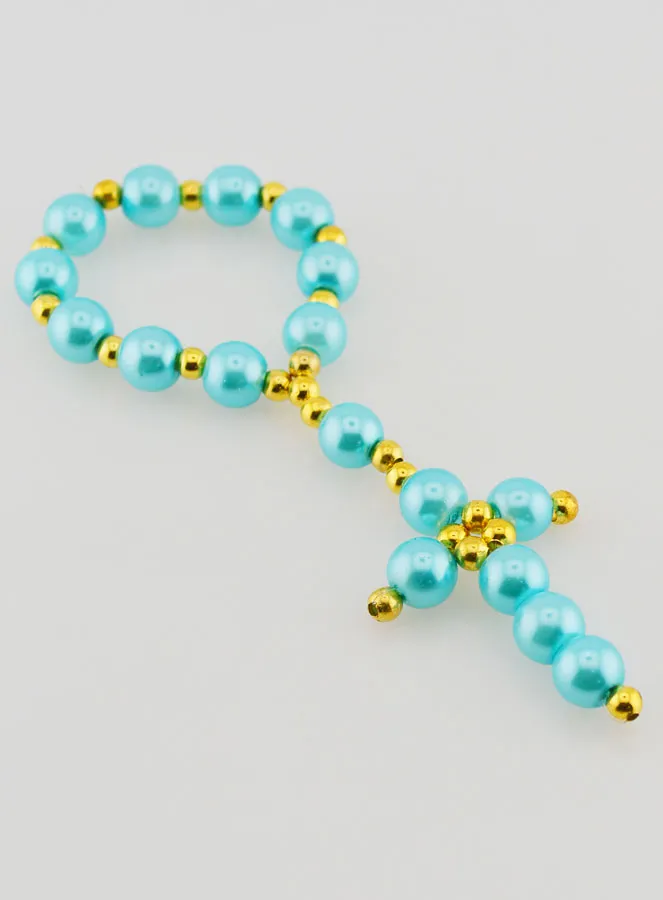 Pearlescent Glass Bead Decade Rosary - Blue (pic 3)