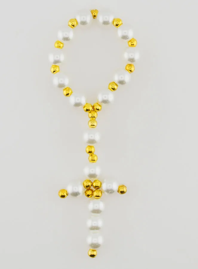 Pearlescent Glass Bead Decade Rosary - White (pic 1)