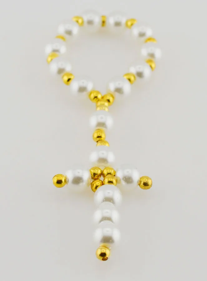 Pearlescent Glass Bead Decade Rosary - White (pic 2)
