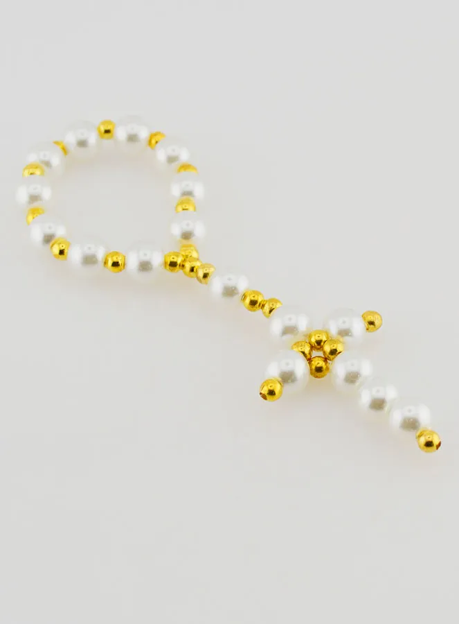 Pearlescent Glass Bead Decade Rosary - White (pic 3)