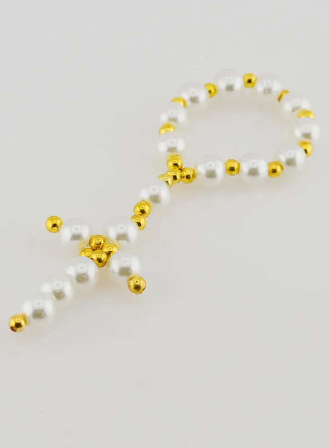 Pearlescent Glass Bead Decade Rosary - White (pic 4)