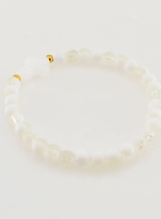 Religious Bracelet with Cross and White Glass Beads (pic 4)