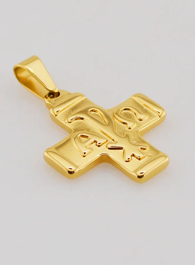 Golden Chi Rho Cross Pendant - Pax, Alpha and Omega (pic 3)