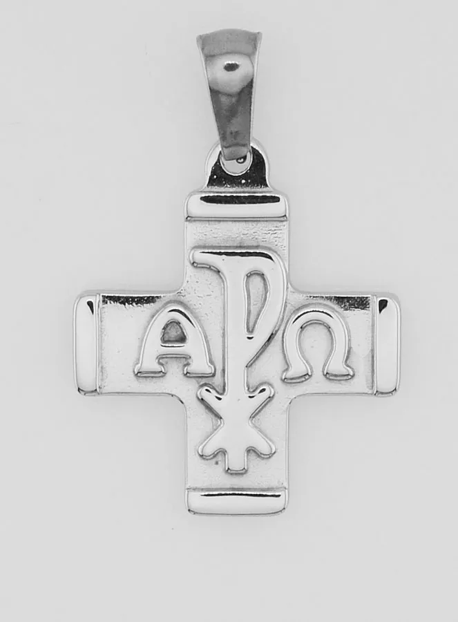 Chi Rho Cross Pendant - Pax, Alpha and Omega (pic 1)
