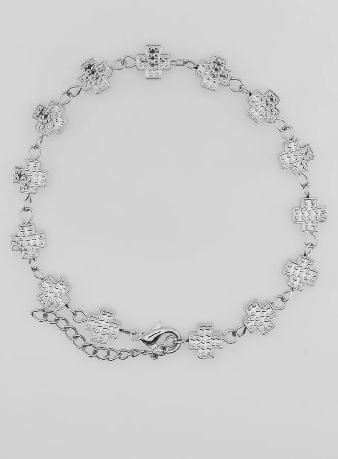 Silvery Religious Bracelet with Square Crosses (pic 1)
