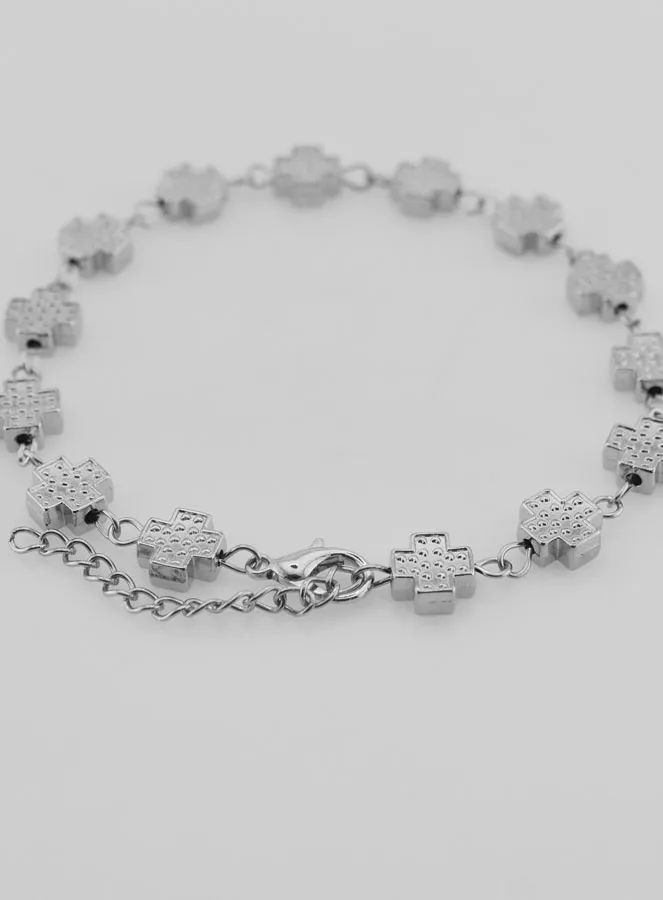 Silvery Religious Bracelet with Square Crosses (pic 2)