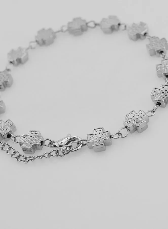 Silvery Religious Bracelet with Square Crosses (pic 4)