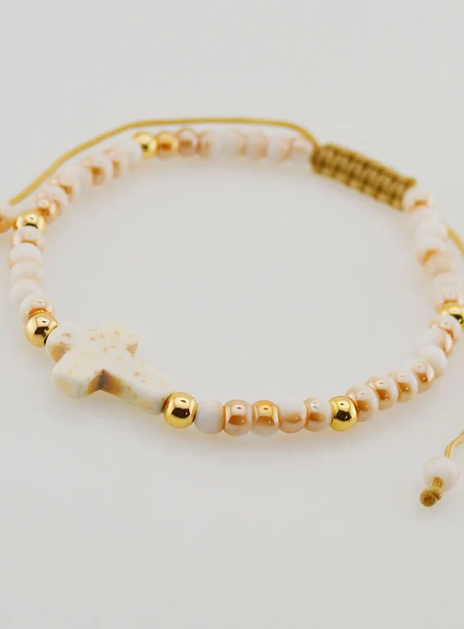 Religious Bracelet made of Glass Beads with Cross (pic 3)