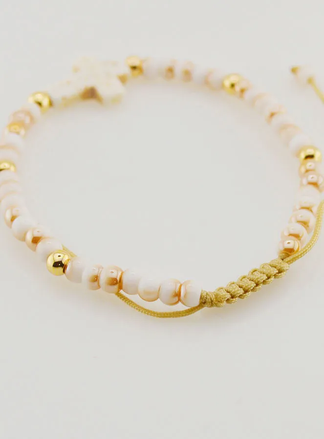 Religious Bracelet made of Glass Beads with Cross (pic 4)