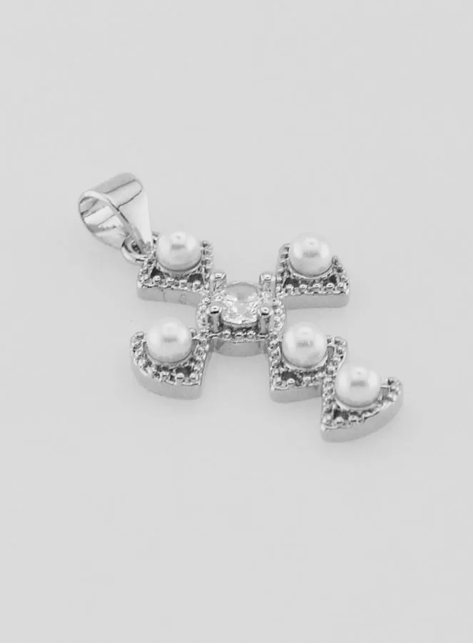 Silvery Brass Cross Pendant 23mm (pic 3)