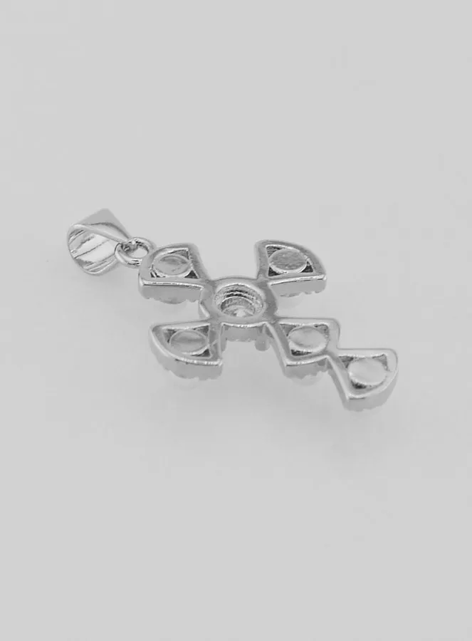 Silvery Brass Cross Pendant 23mm (pic 4)