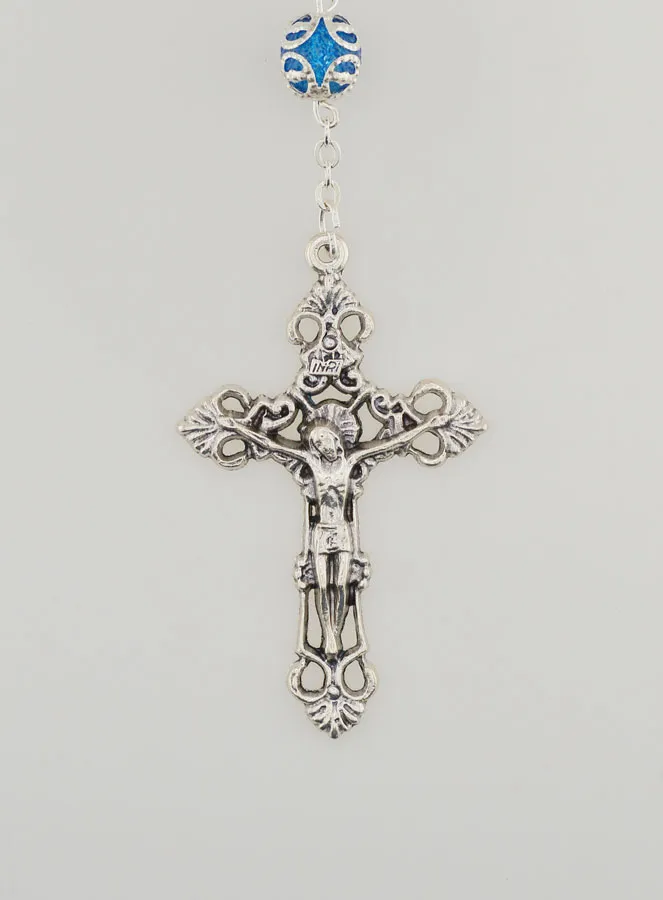 Miraculous Virgin Rosary with Baroque Cross - Blue (pic 3)