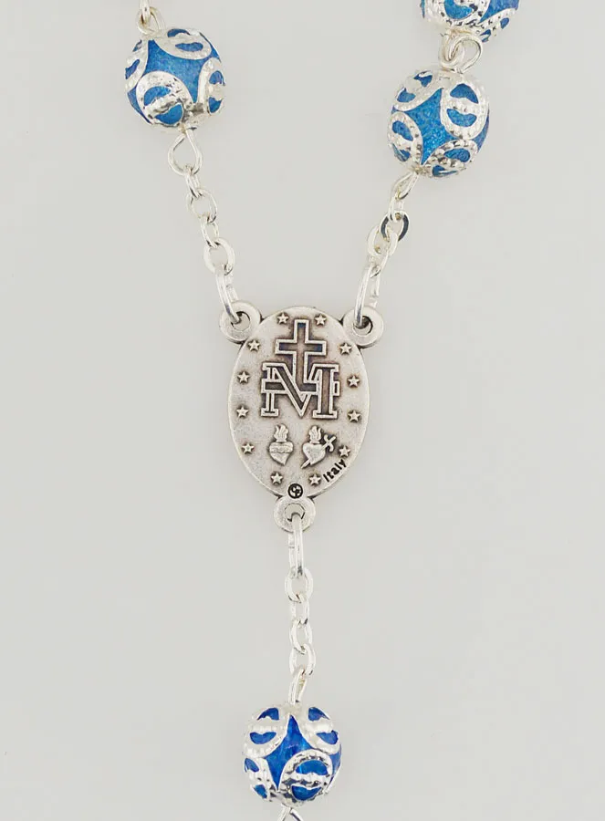 Miraculous Virgin Rosary with Baroque Cross - Blue (pic 4)
