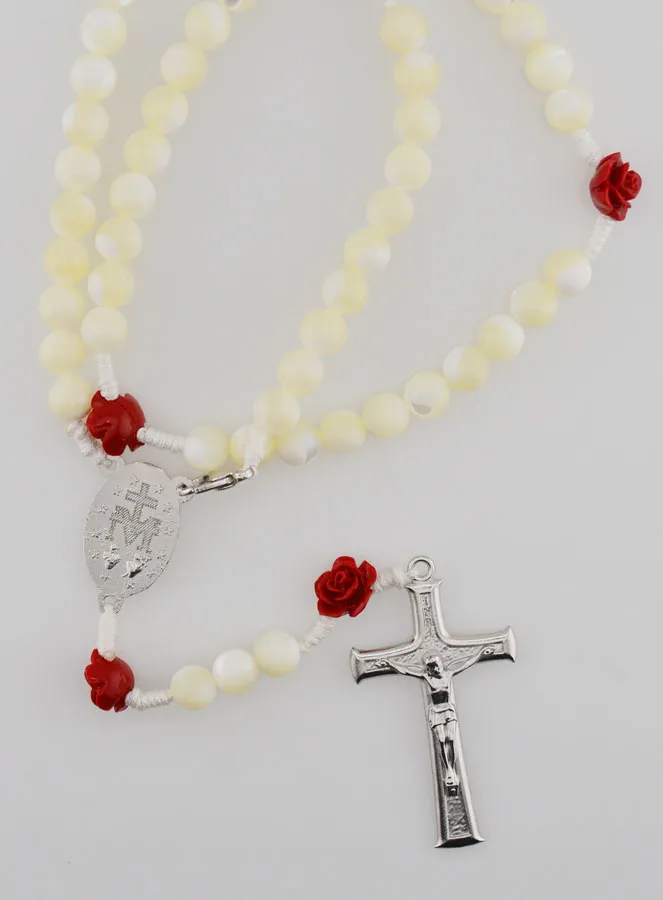 Mother-of-Pearl and Ceramic Rosary - Miraculous Medal (pic 4)