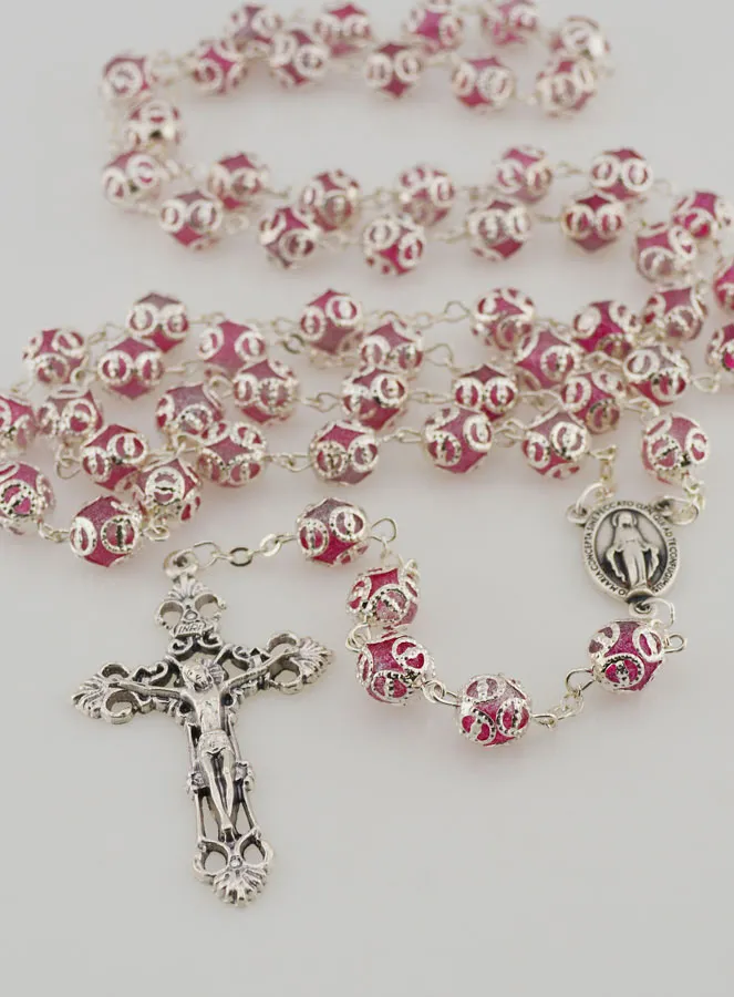 Miraculous Virgin Rosary and Baroque Cross - Pink (pic 2)