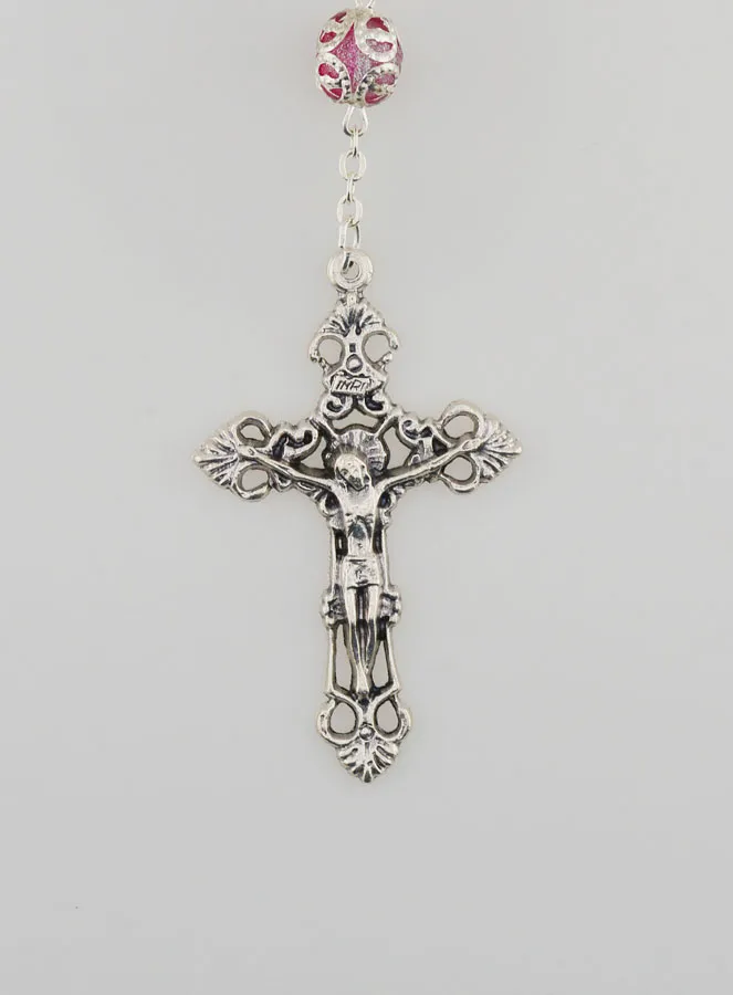 Miraculous Virgin Rosary and Baroque Cross - Pink (pic 3)