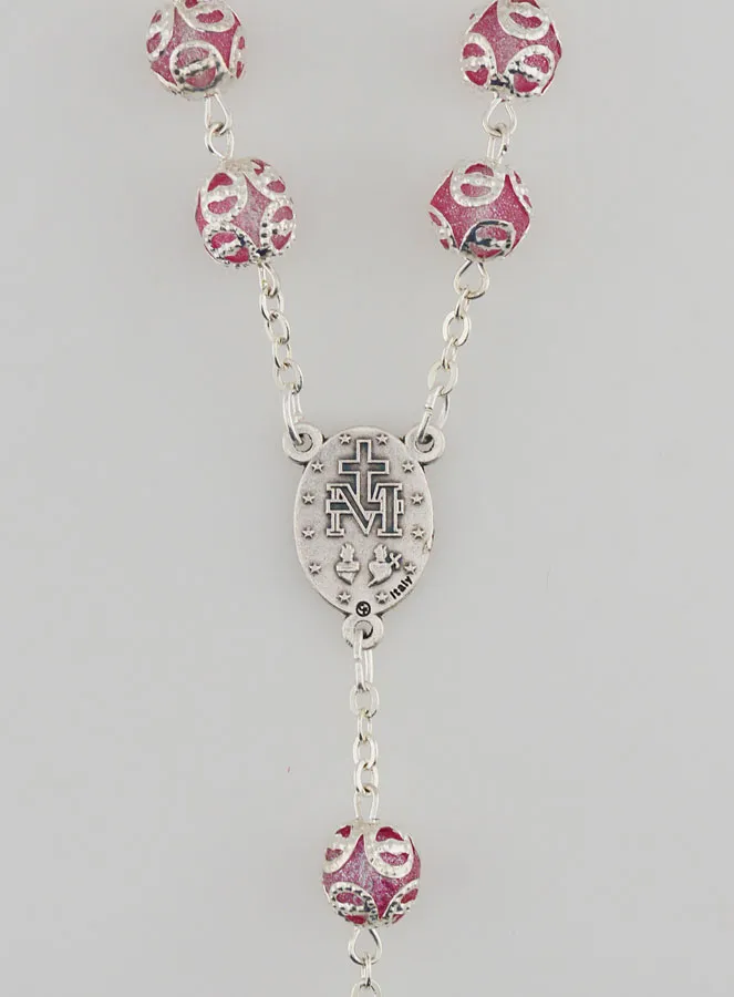 Miraculous Virgin Rosary and Baroque Cross - Pink (pic 4)