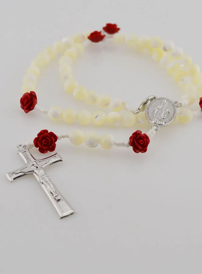 Mother-of-Pearl Rosary Necklace with Miraculous Medal (pic 2)