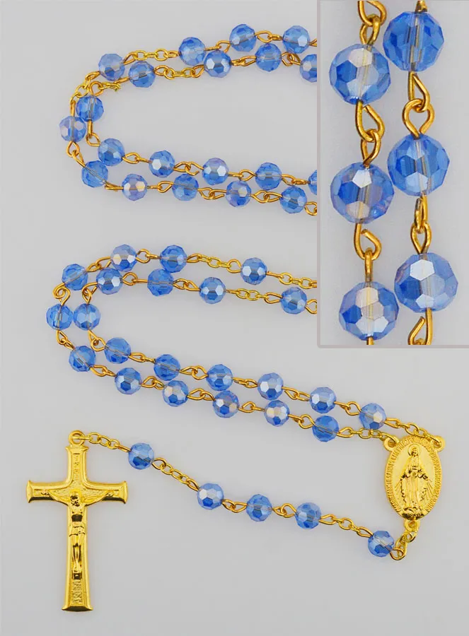 Blue Crystal Rosary with Miraculous Medal (pic 1)