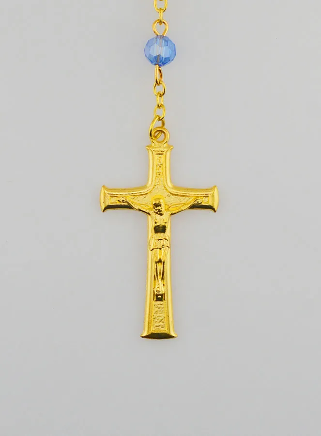 Blue Crystal Rosary with Miraculous Medal (pic 3)
