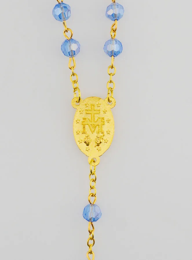 Blue Crystal Rosary with Miraculous Medal (pic 4)