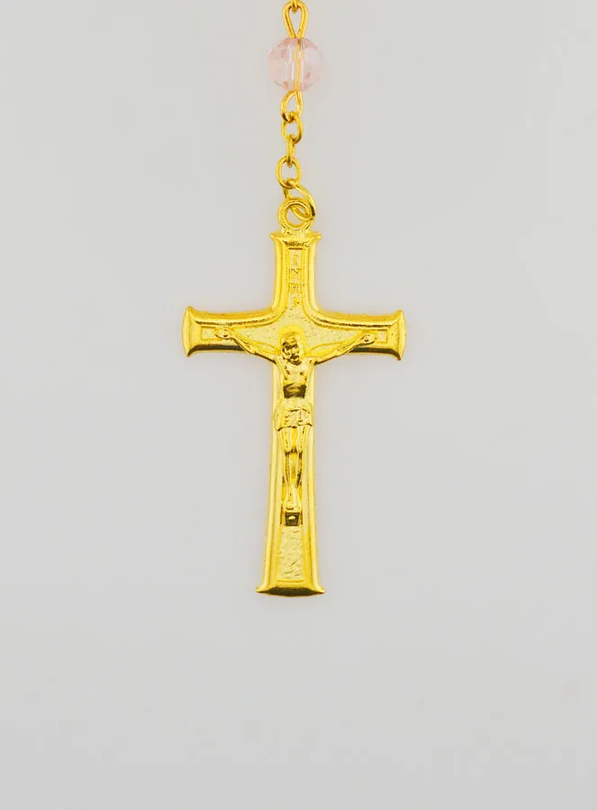 Pink Crystal Rosary with Miraculous Medal (pic 3)