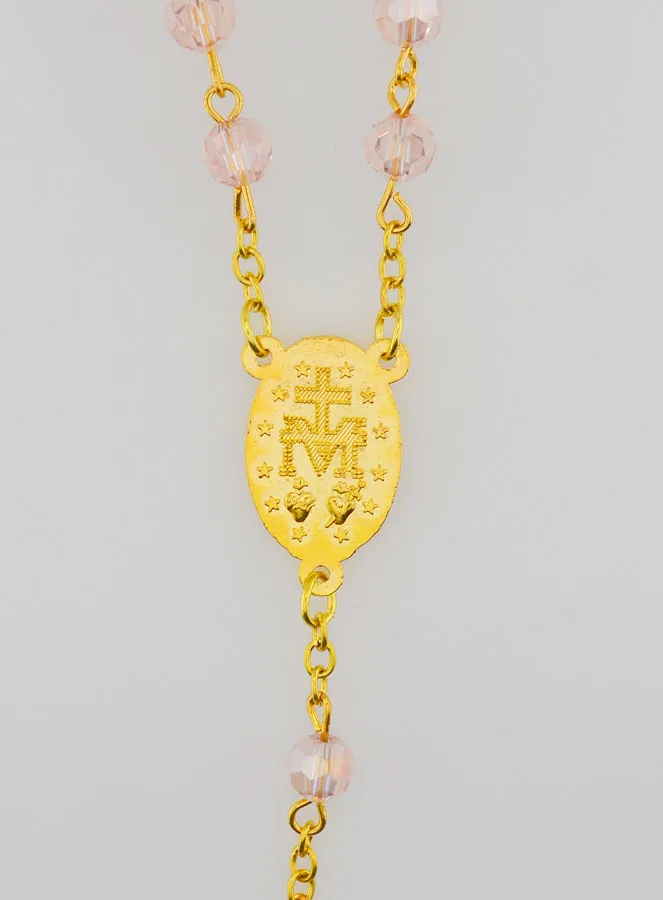 Pink Crystal Rosary with Miraculous Medal (pic 4)