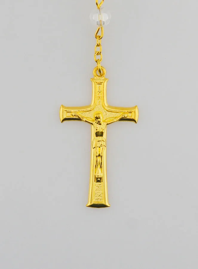 White Crystal Rosary with Miraculous Medal (pic 3)