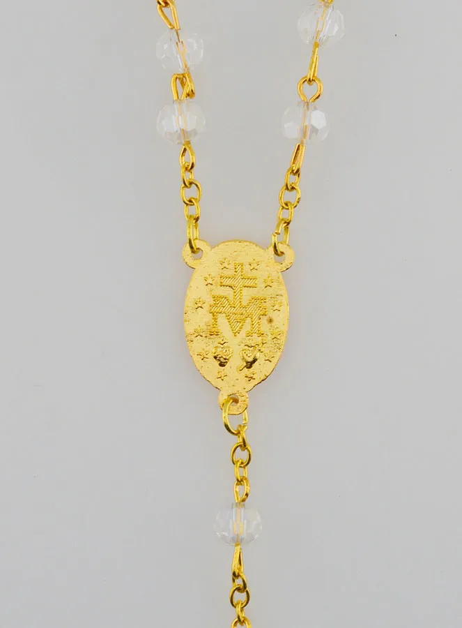 White Crystal Rosary with Miraculous Medal (pic 4)