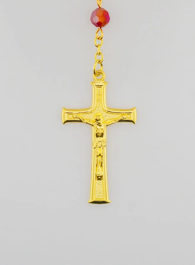 Red Crystal Rosary with Miraculous Medal (pic 3)