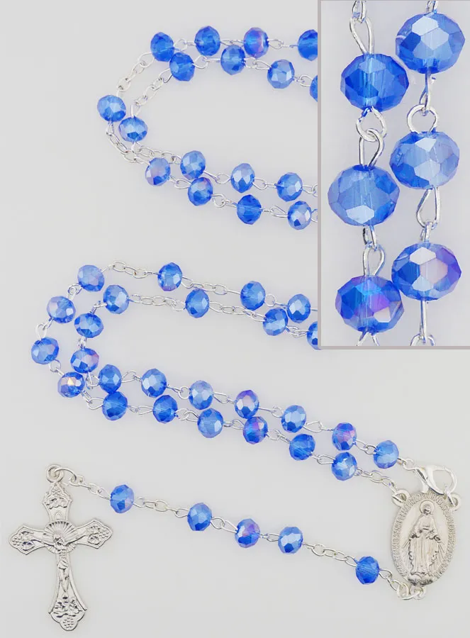 Blue Crystal Rosary with Miraculous Medal (pic 1)