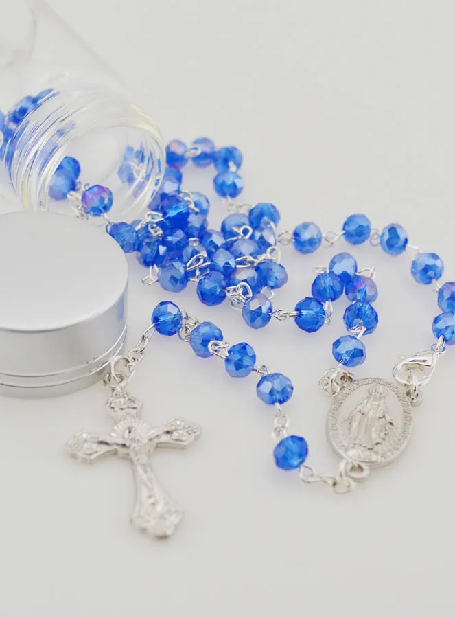 Blue Crystal Rosary with Miraculous Medal (pic 2)