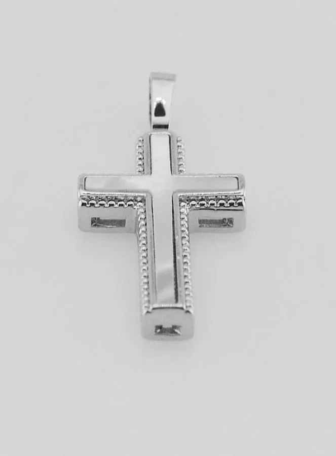 Cross Pendant Mother-of-Pearl and Silvery Brass (pic 2)