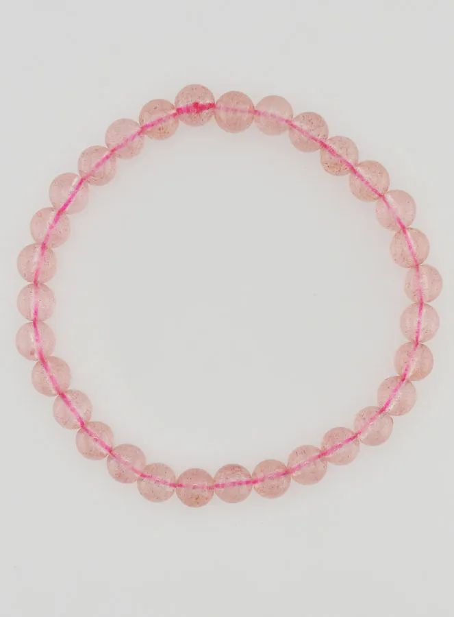 Strawberry Quartz Hematoid Gemstone Bracelet - 6 mm (pic 1)