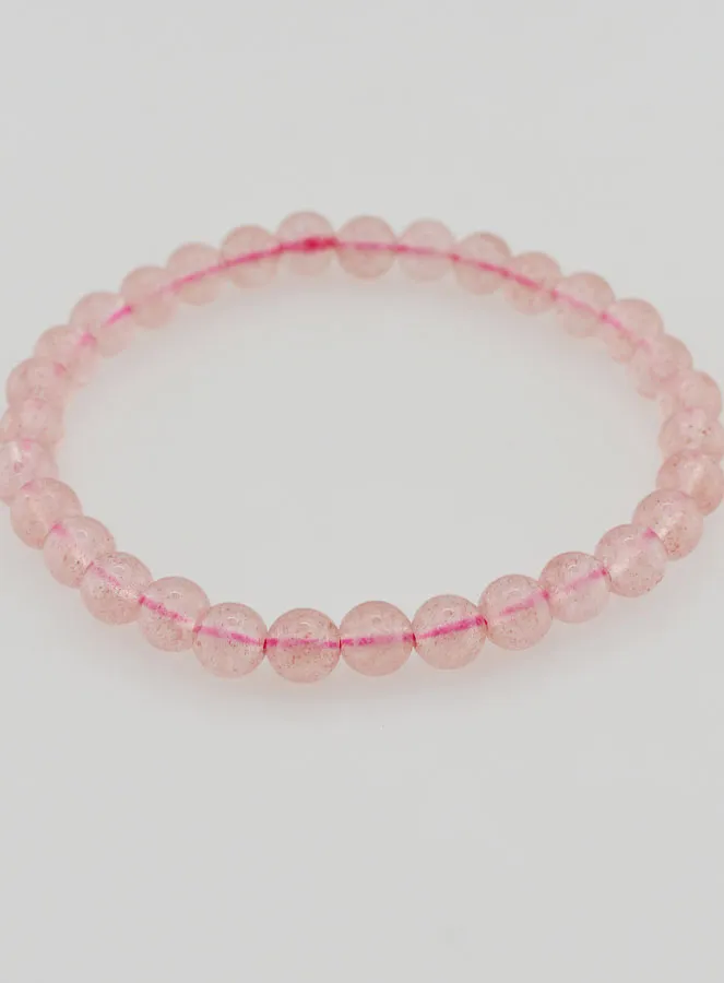 Strawberry Quartz Hematoid Gemstone Bracelet - 6 mm (pic 2)