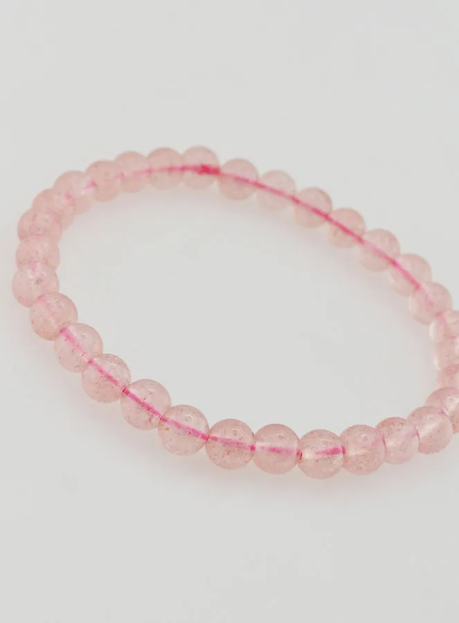 Strawberry Quartz Hematoid Gemstone Bracelet - 6 mm (pic 3)