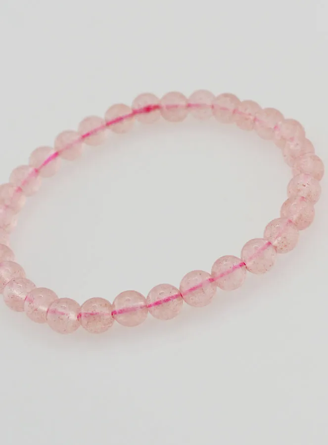 Strawberry Quartz Hematoid Gemstone Bracelet - 6 mm (pic 4)