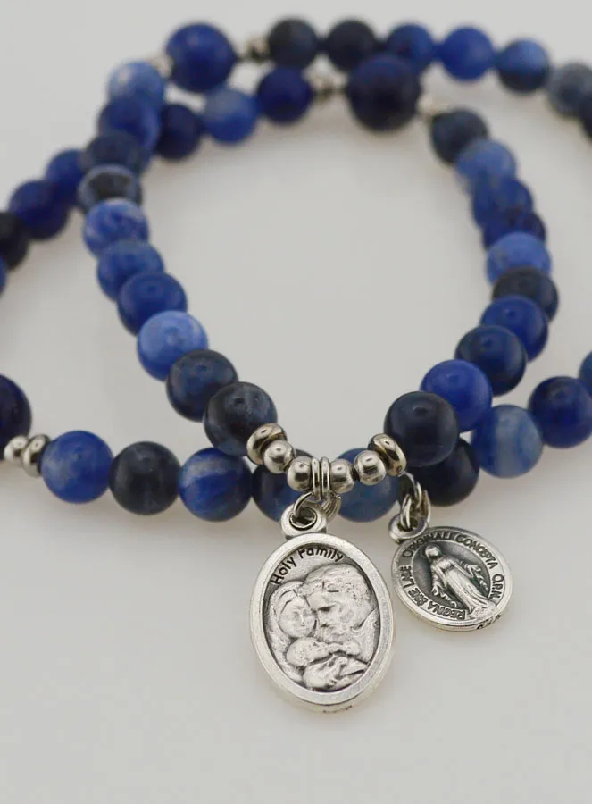 Sodalite Rosary with Miraculous Medal and St Joseph (pic 2)