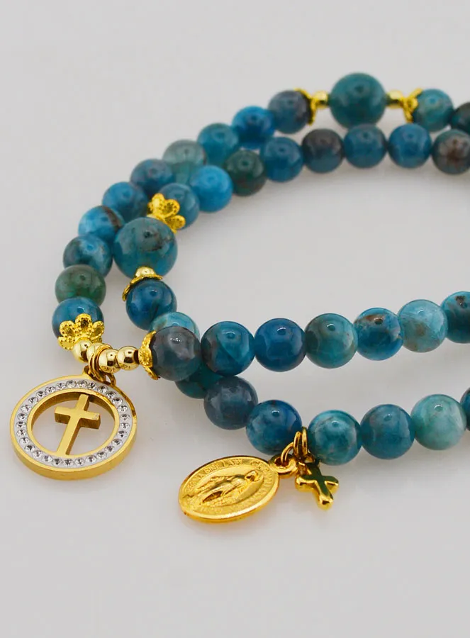 Miraculous Medal Rosary with Apatite Stones (pic 3)