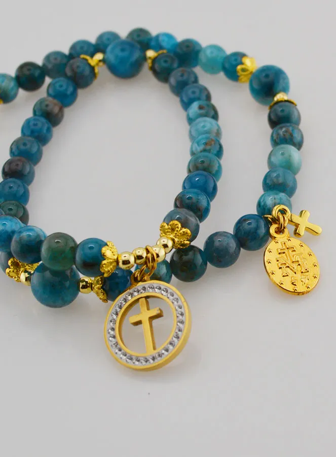 Miraculous Medal Rosary with Apatite Stones (pic 4)